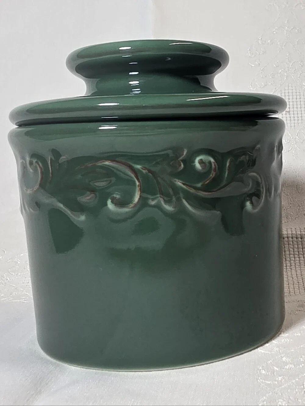 Forest Green Ceramic Butter Bell | French Butter Keeper Crock